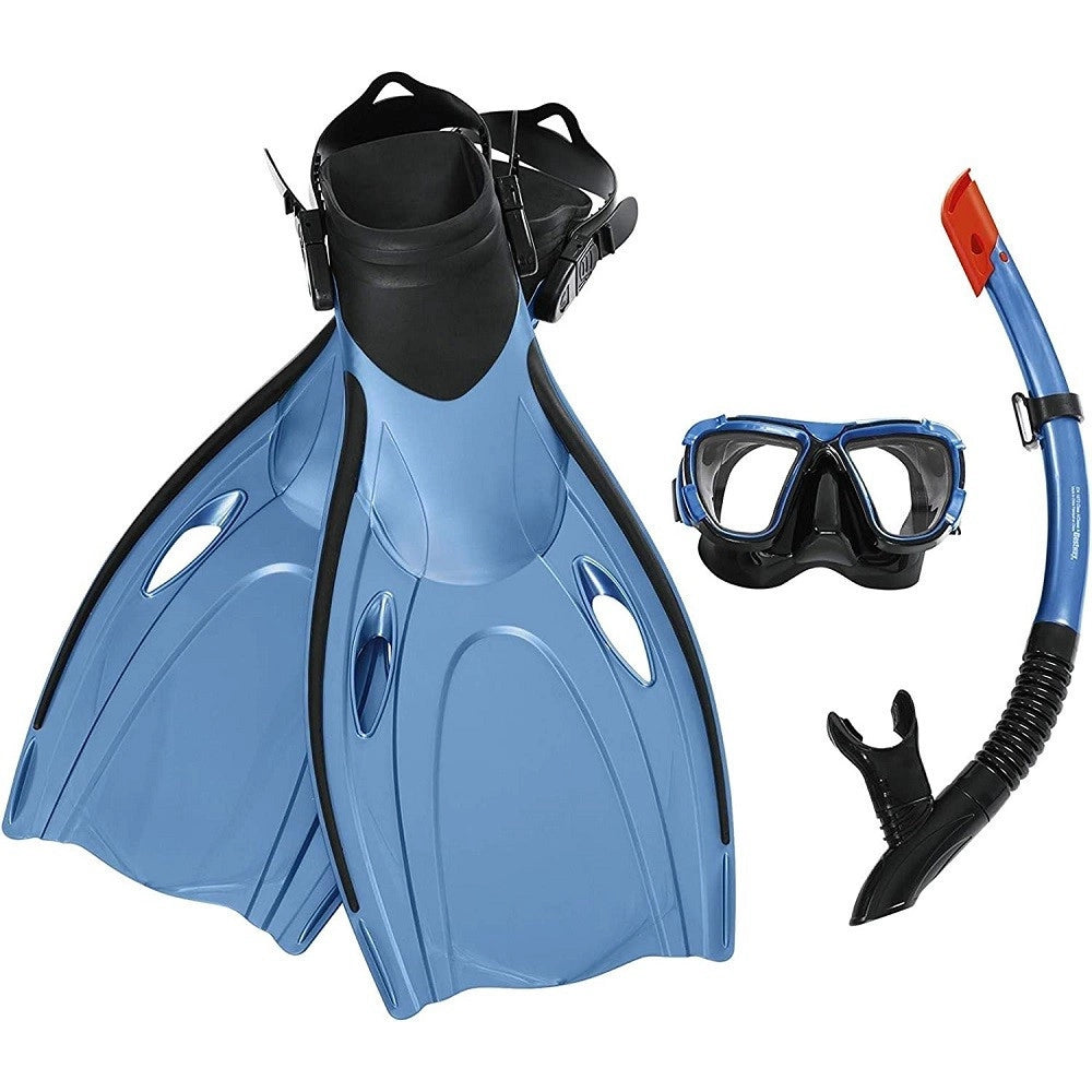Trade Shop - Set Maschera Boccaglio Pinne Da Snorkeling Blacksea Per Adulti Immersioni 25045 -