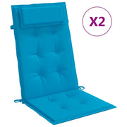 Cuscini Sedia con Schienale Alto 2 pz | Cuscini per sedie Blu Chiaro Tessuto Oxford