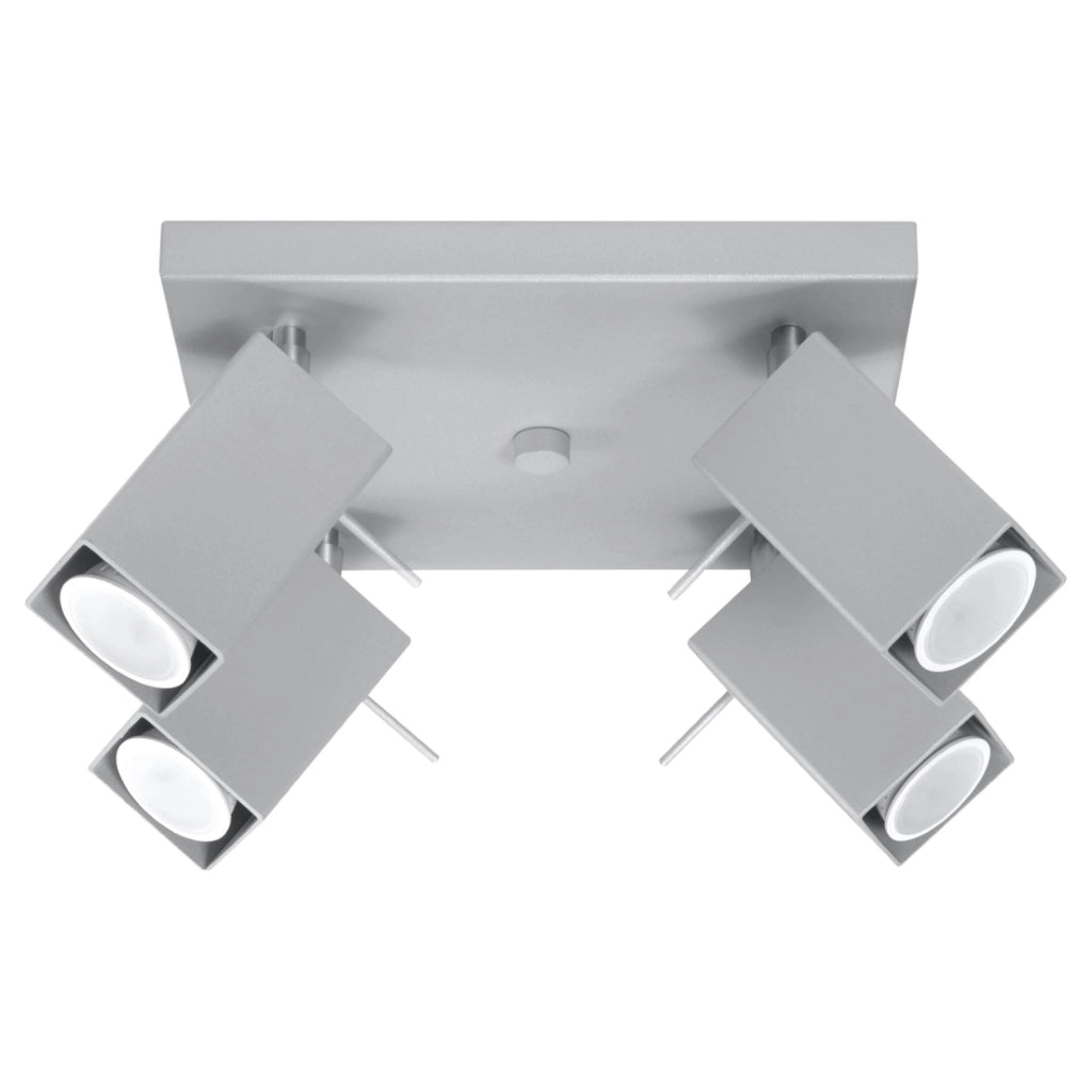 Plafoniera BRAVEA quadrata 4 luci GU10 grigio Pure Lume