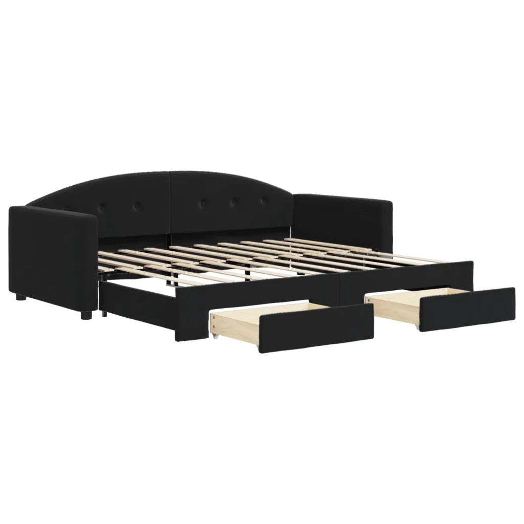 Divano Letto Estraibile con Cassetti-Sofa Letto-Daybed Nero 90x190 cm in Velluto 699400