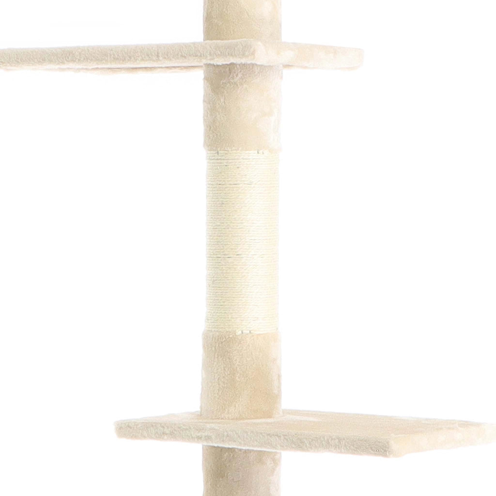 Fudajo Albero tiragraffi a soffitto beige 230-276cm Altezza regolabile con 4 livelli e sisal Gatti
