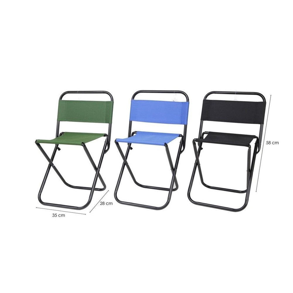 Trade Shop - Set 3pz Sedia Pieghevole Da Pesca Campeggio Sgabello Resistente Spiaggia Picnic 023247 -