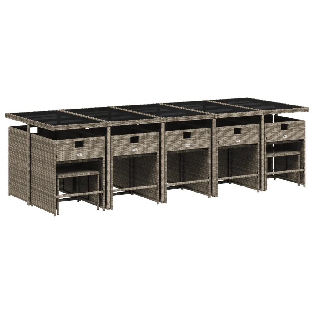 Set da pranzo da giardino da 15 pz con Cuscini in Polyrattan Grigio 3277944