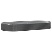 Set di 2 fioriere ovali rialzate per giardino o patio 296 x 140 x 36 cm acciaio zincato antracite 02_0046585