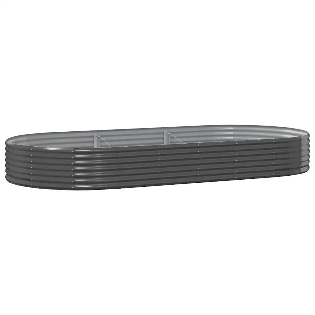 Set di 2 fioriere ovali rialzate per giardino o patio 296 x 140 x 36 cm acciaio zincato antracite 02_0046585
