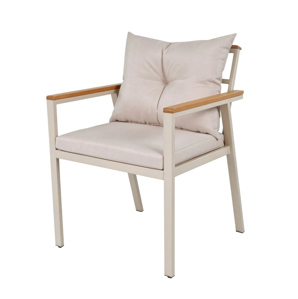 Set da giardino da pranzo 6-7 posti con carrello di servizio rimovibile; legno di acacia beige e naturale