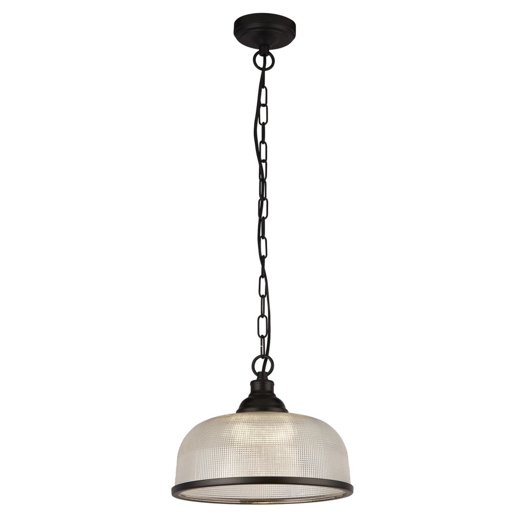 Sospensione Contemporanea Highworth Acciaio Nero Vetro Trasparente 1 Luce E27