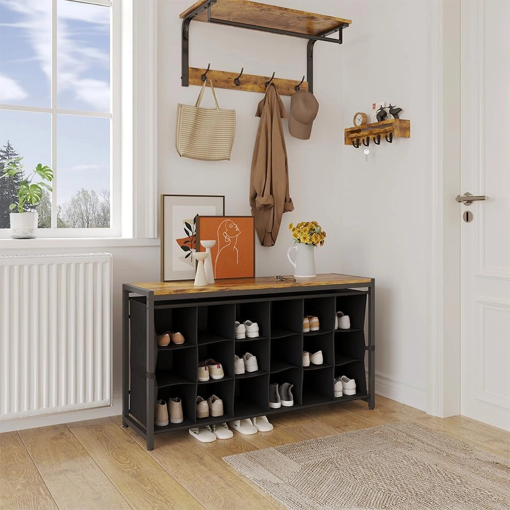 Scarpiera Fyrk, Rovere rustico, 100 x 54.5 cm, per la conservazione aperta di scarpe e accessori