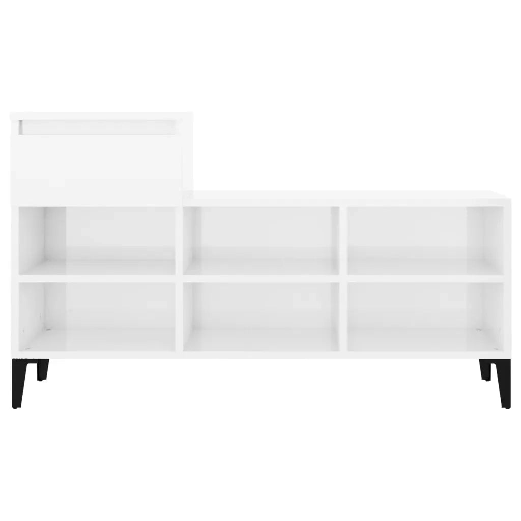 Scarpiera-Scaffale per scarpe Bianco Lucido 102x36x60 cm in Legno Multistrato 105006