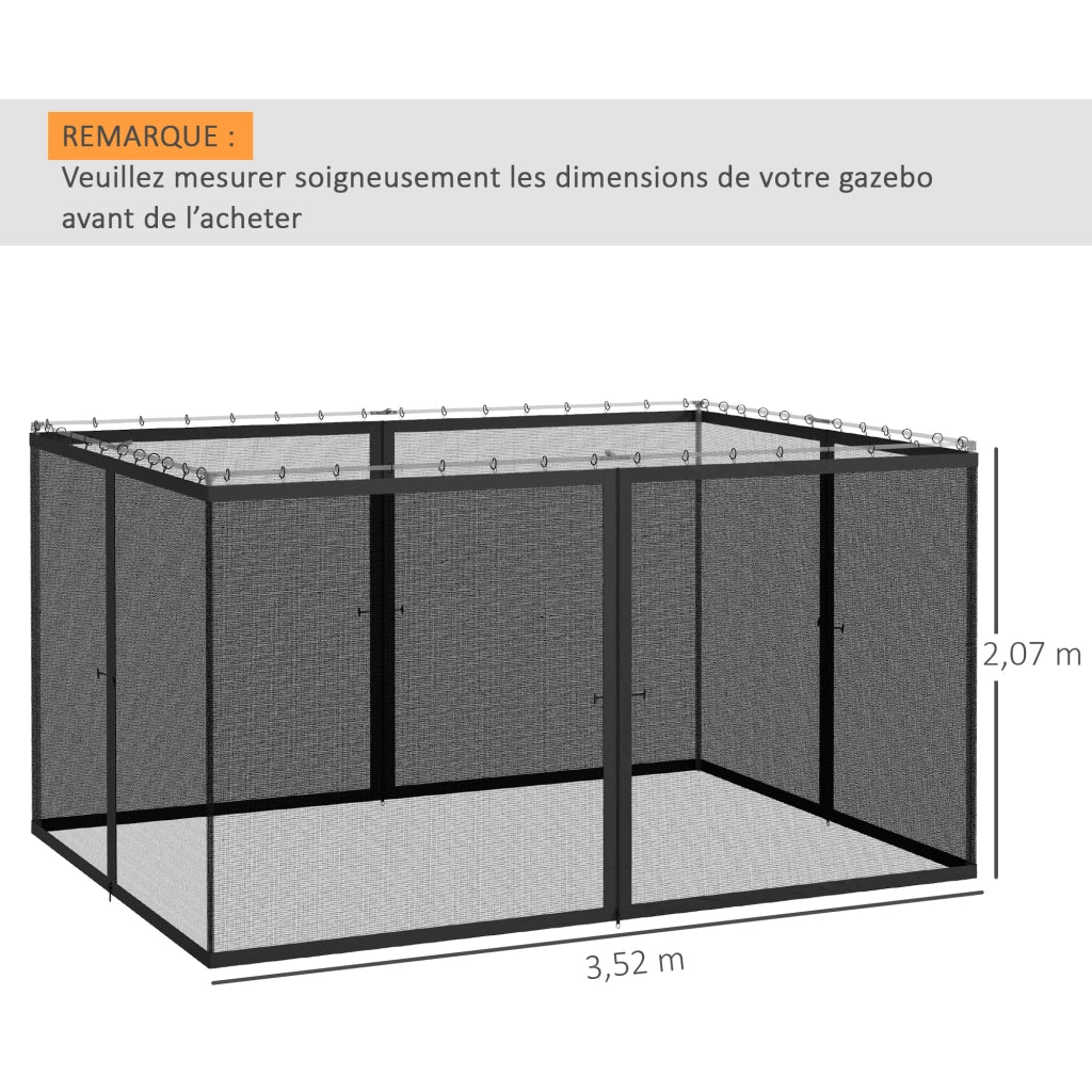 Zanzariere per gazebo giardino ¨C zephmum ¨C 4 pezzi per 3x4m grigio