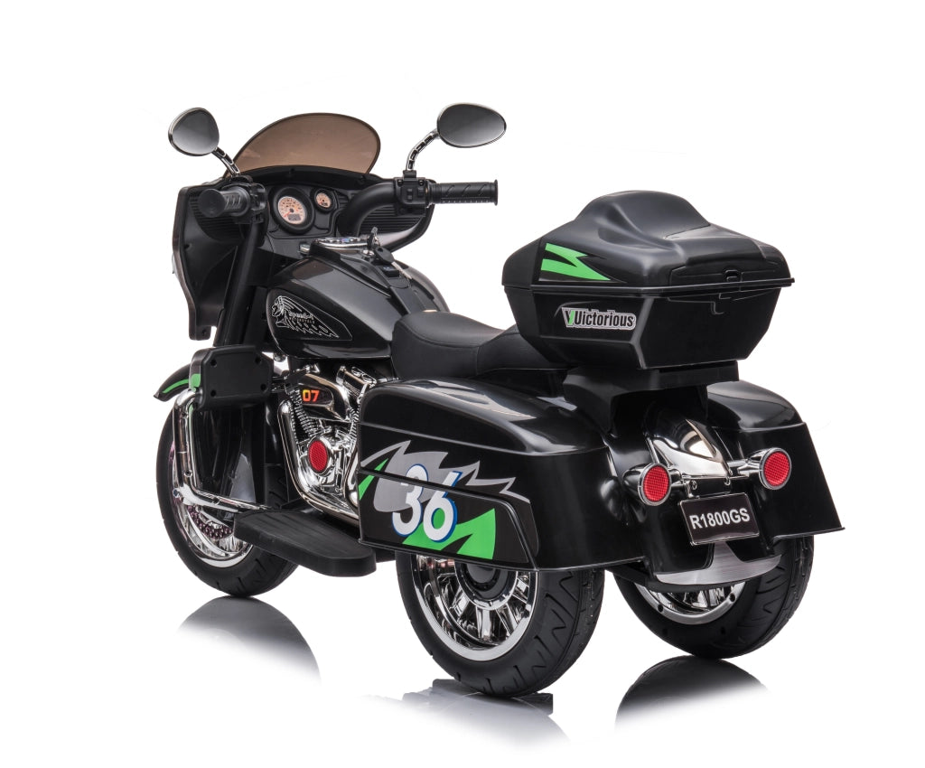 Motocicletta Giocattolo Elettrica per Bambini ¨C zephmum ¨C 3 Ruote, Accensione a Chiave, Fari, Contenitore