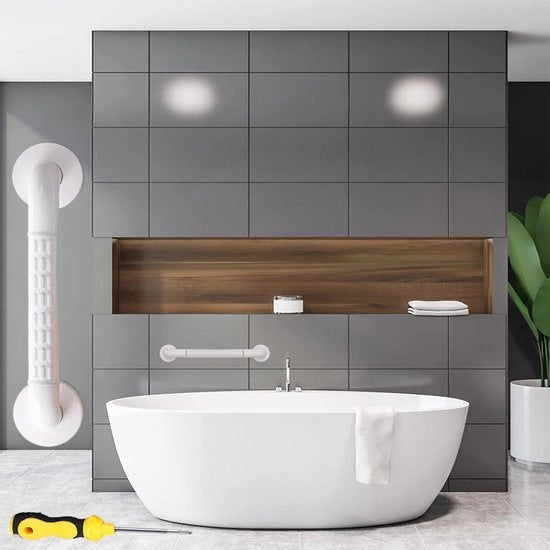 Leunini per doccia regolabili, texture antiscivolo, acciaio inox bianco, leunini per doccia, ausilio per anziani e donne in stato di gravidanza, abitazione moderna.