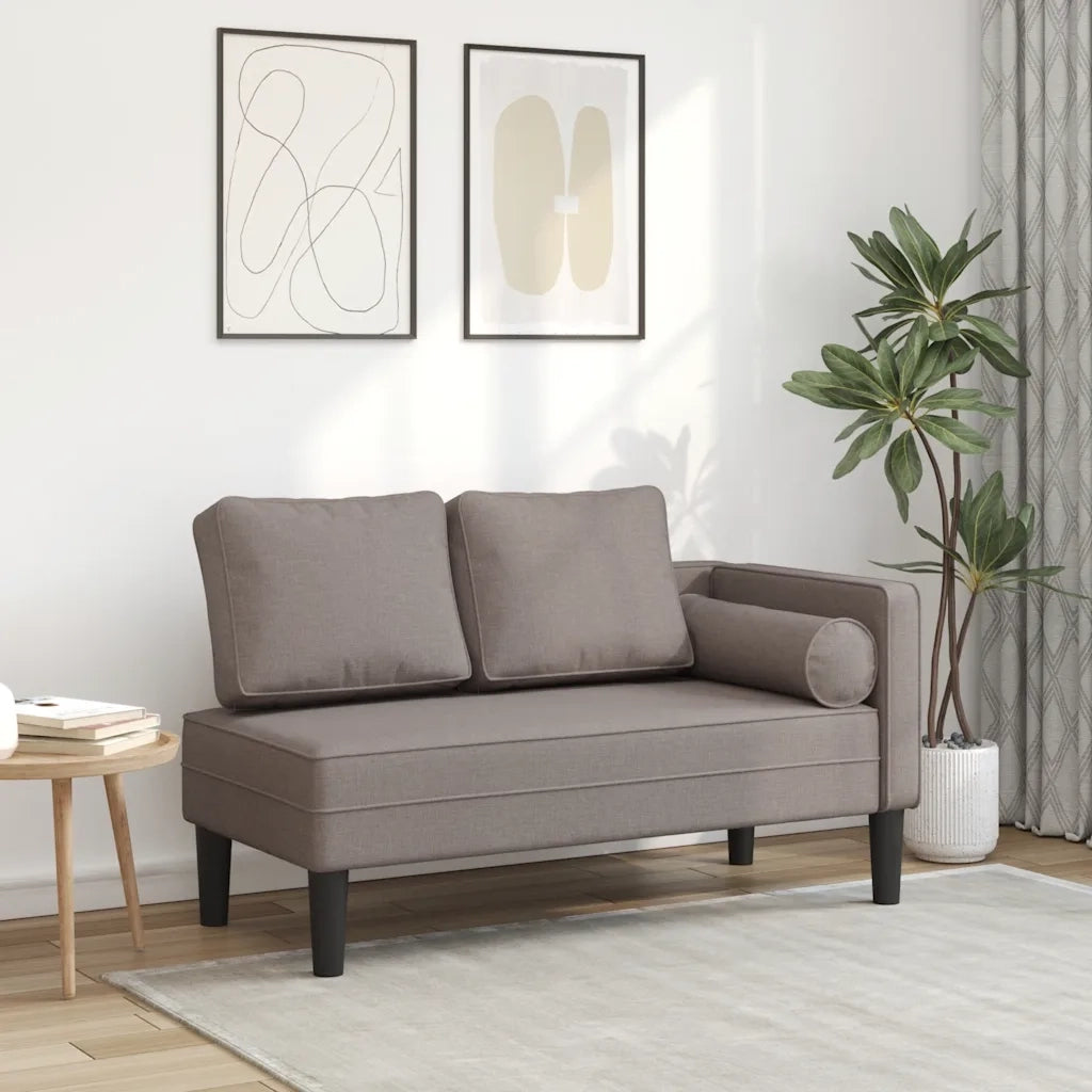 Chaise Longue con Cuscini Tortora in Tessuto CFW3940498
