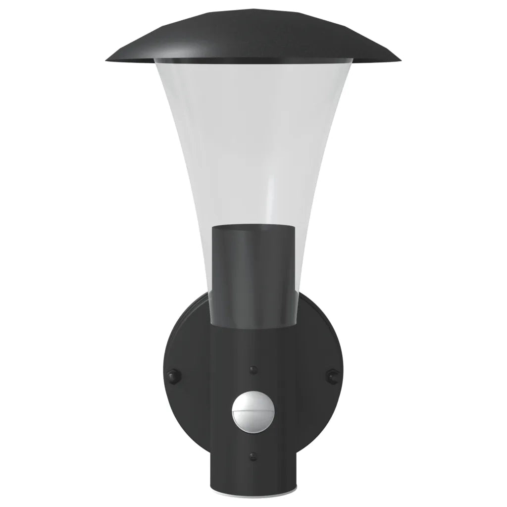 Applique per Esterno con Sensore 2 pz Nere in Acciaio Inox