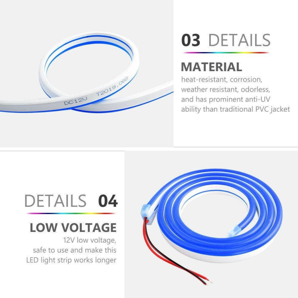 Trade Shop - Strip Led Fluorescente Effetto Tubo Neon Colorato Impermeabile In Silicone Dc12v - -bianco Freddo      -