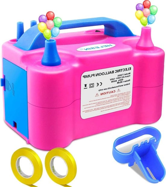 Pompa a palloni elettrica 600W doppio bocchino - 2 modalità di gonfiaggio - 7 accessori decorativi - decorazione per compleanni decorazione per feste decorazione per Natale pompa a palloni