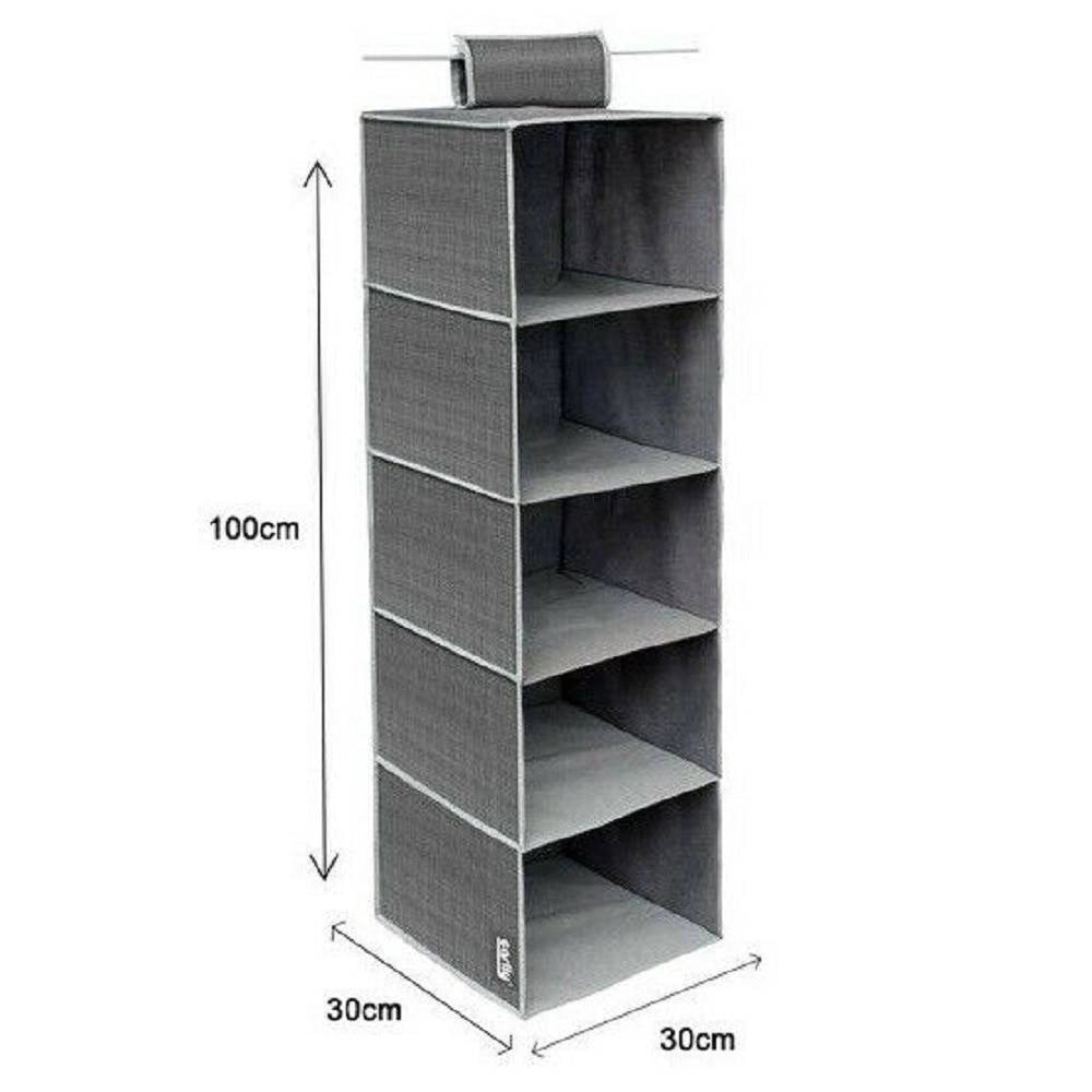 Trade Shop - Organizer Armadio Porta Tutto Pensile Tessuto Scarpe Borse 5 Piani 30x30x100cm -