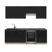 Cucina componibile Fame-Line Nero rigato/Rovere dorato 240 cm, PL Antracite Vicco