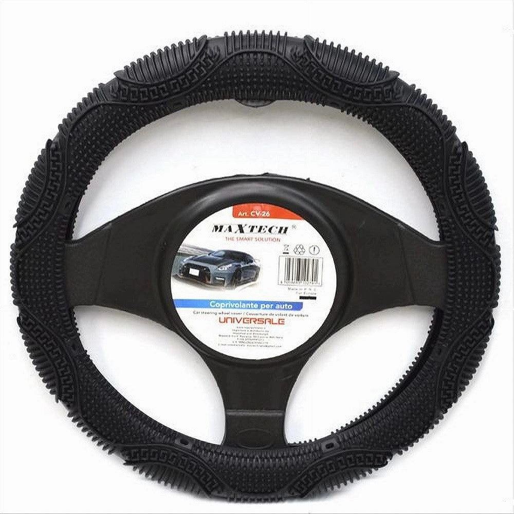 Trade Shop - Coprivolante Universale Auto Copertura Fodera Sterzo 38cm Antiscivolo Nero Cv-26 -