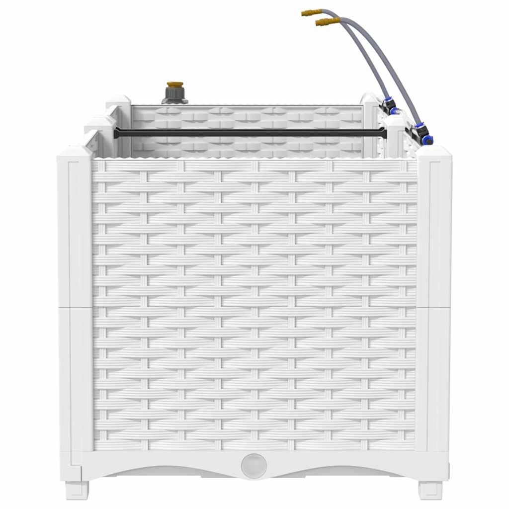 Set di 2 fioriere da giardino moderne con sistema di irrigazione 80 x 40 x 37,5 cm acciaio bianco 02_0058608