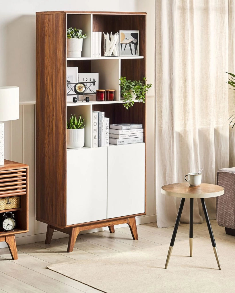 Libreria in legno scuro con scandinavo bianco 182 x 79 x 40 cm a 4 ripiani