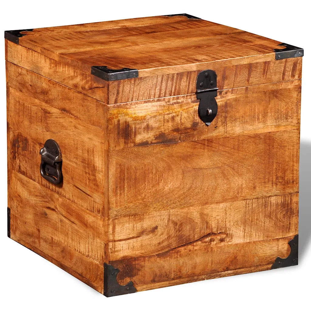 Cassapanca di Stoccaggio-Baule-Cassa a Cubo in Legno Ruvido di Mango