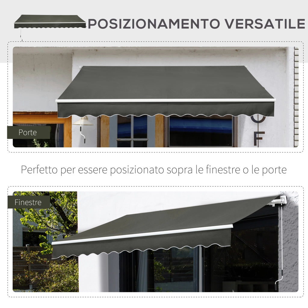 Tenda da Sole per Esterno Avvolgibile a Bracci ¨C zephmum ¨C Grigio 350x250 cm