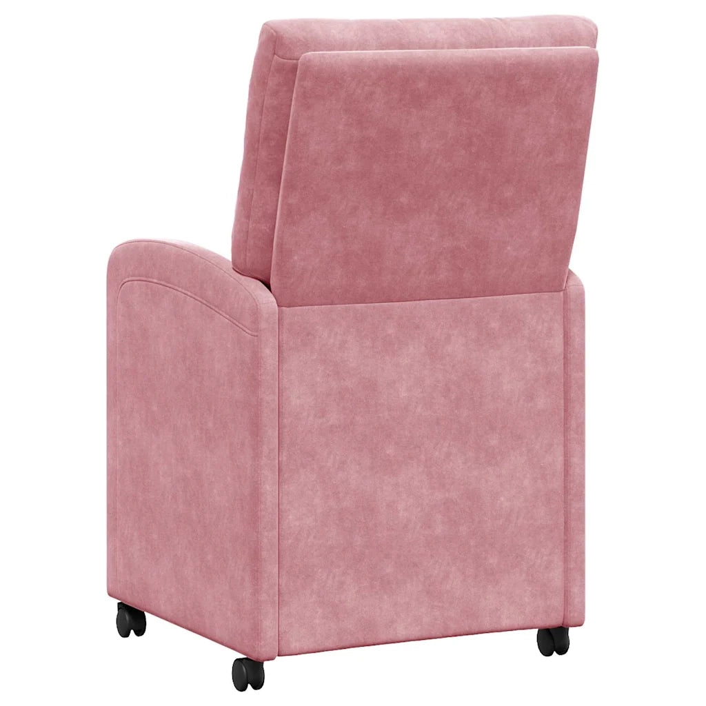 Sedie da Pranzo con Ruote 2 pcs Rosa 58 x 67 x 97 cm Velluto