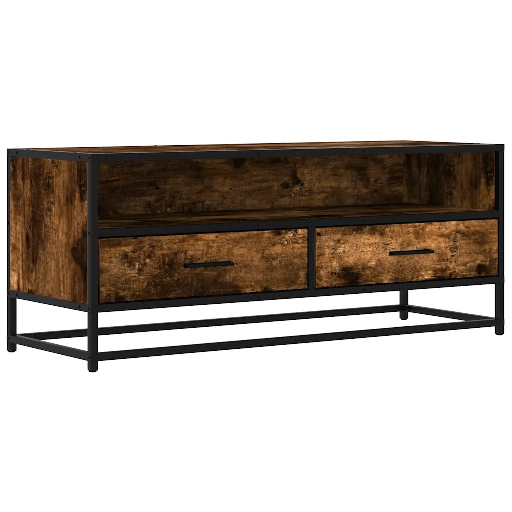 Mobile TV Rovere Fumo 100x34,5x40cm Legno Multistrato e Metallo