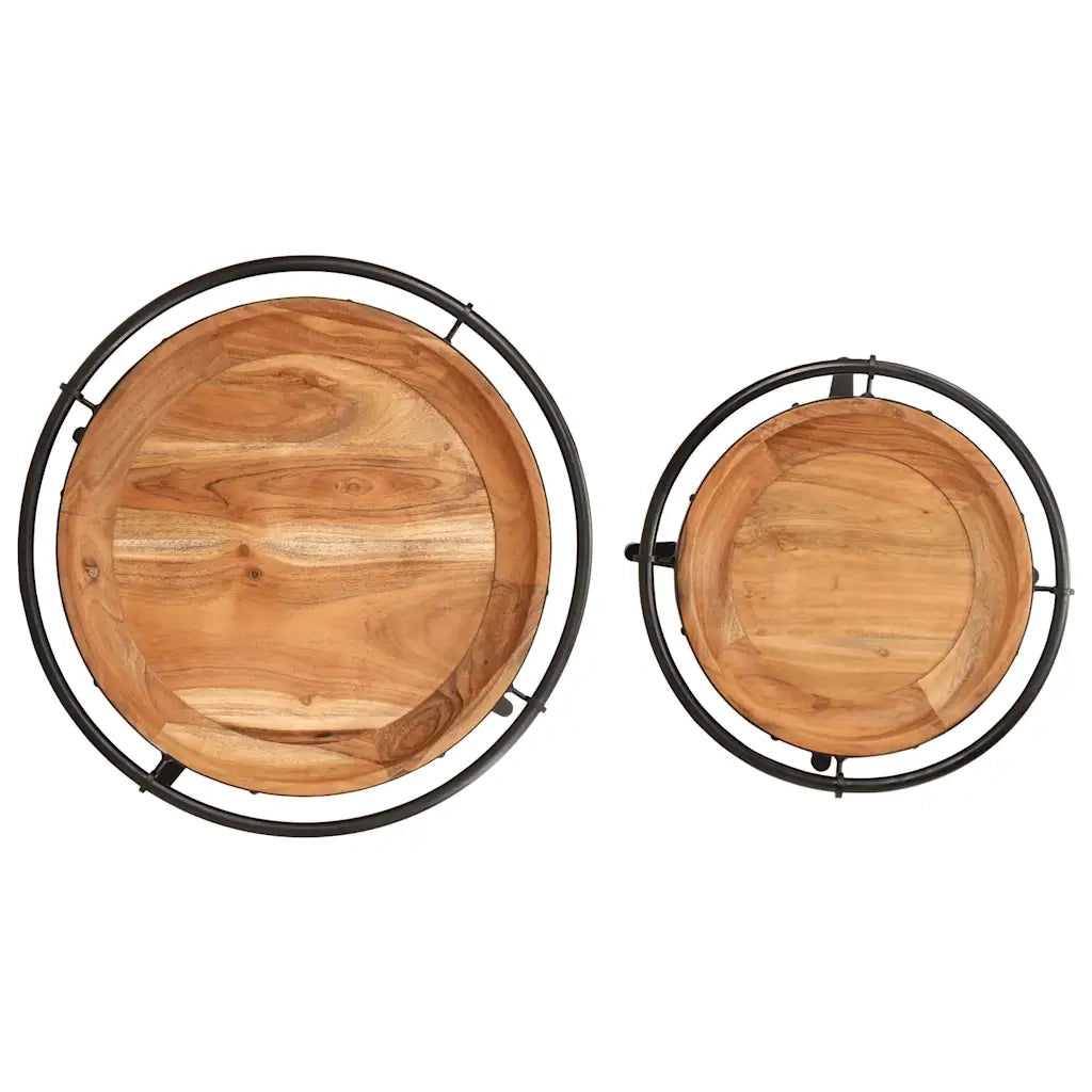 vidaXL Set Tavolino 2 pz in Legno Massello di Acacia