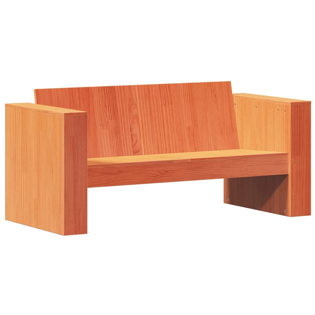 Divano Giardino 2 Posti Marrone Cera 134x60x62 cm Massello Pino 844625