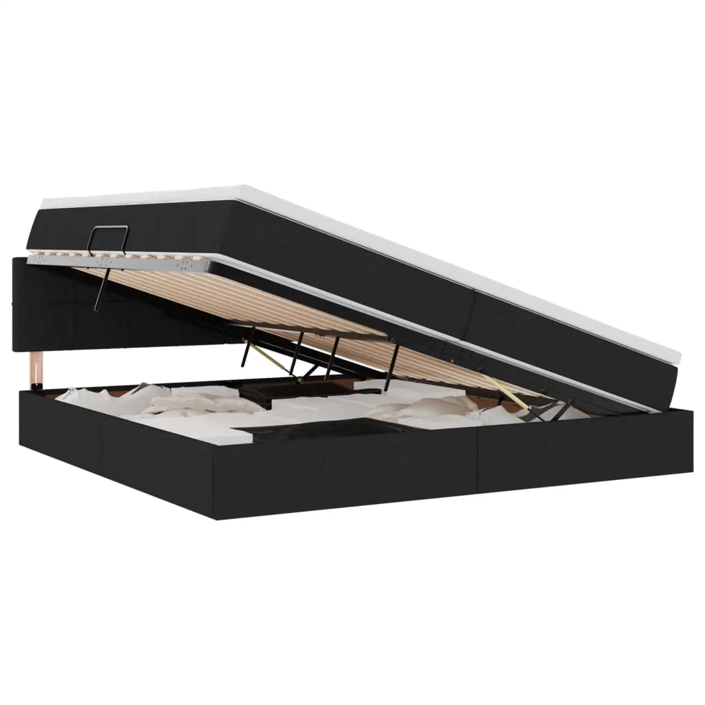 Letto con contenitore e materasso Nero 200 x 200 cm 3370532