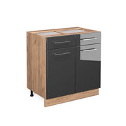 Vicco Mobiletto base per cucina Antracite lucido 80 cm con cassetto, senza piano di lavoro