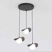 Lampada a sospensione Ritual a tre luci in acciaio nero e vetro
