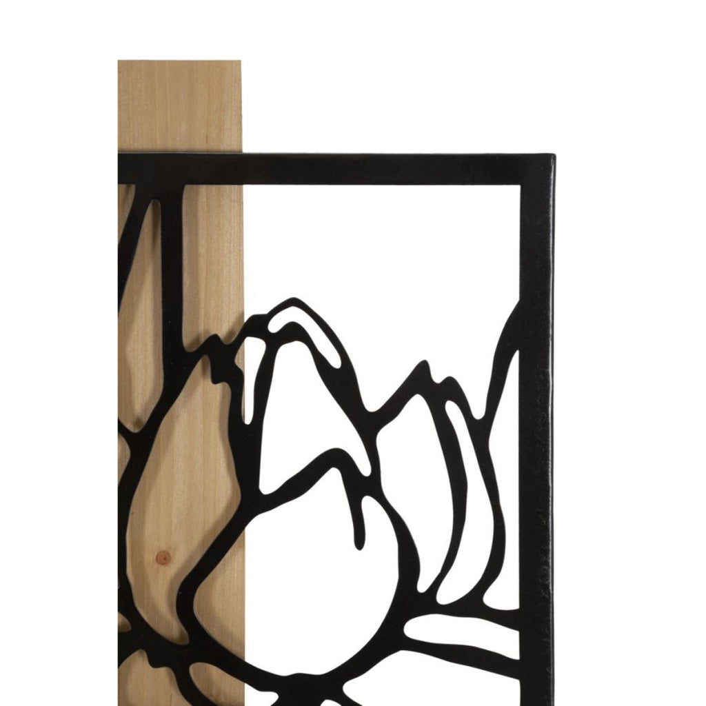 Decorazione in Metallo e Legno Fiori 55, Marrone, Metallo, 60x2x90 cm
