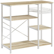 Libreria da Cucina con Cestino e Ganchi ¨C Zephmum ¨C Robe e Bianco 90x40x84,5 cm