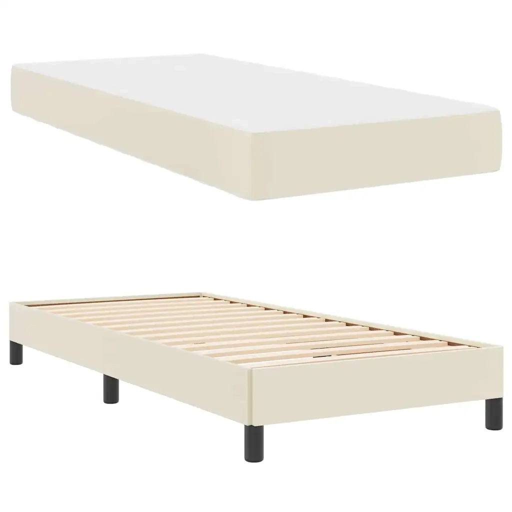Struttura del letto con materasso Crema 100 x 200 cm Tessuto