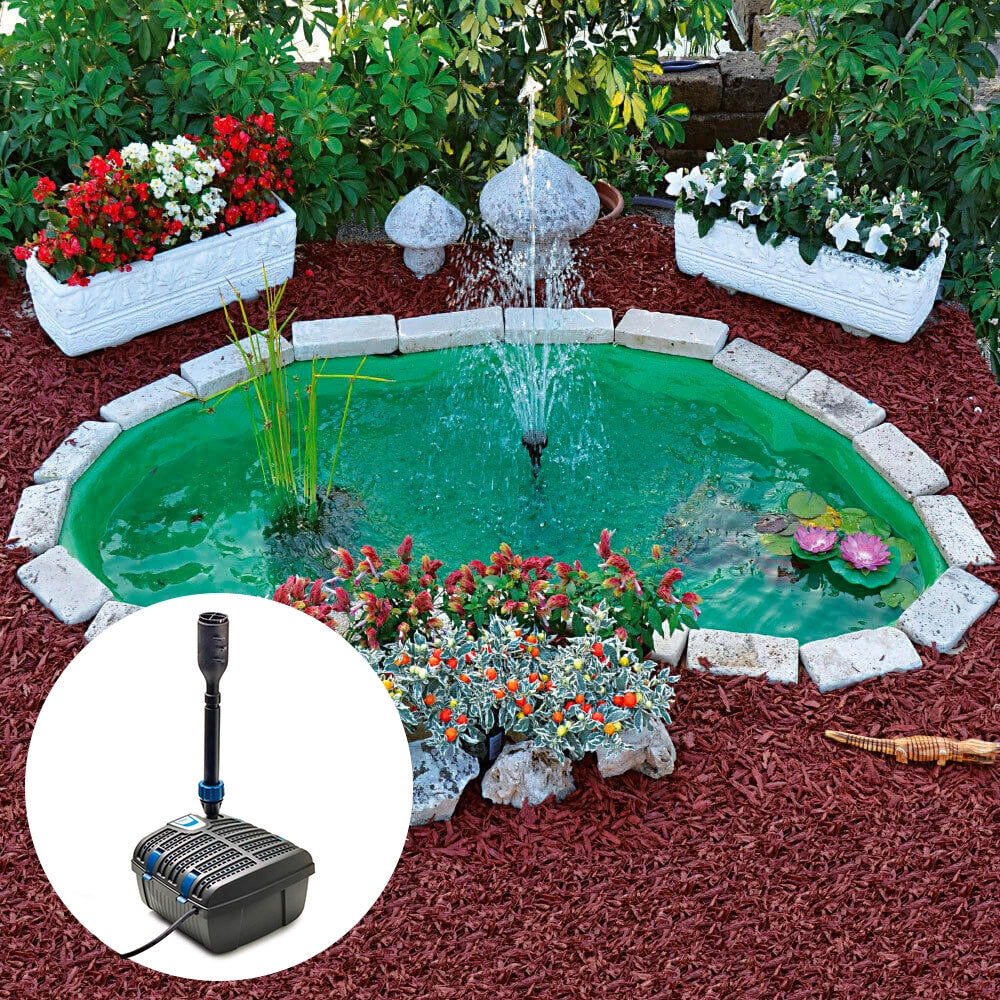 Kit Laghetto Artificiale + Pompa Filtro da Giardino 185x115x36 cm in Polietilene 270 Litri Verde