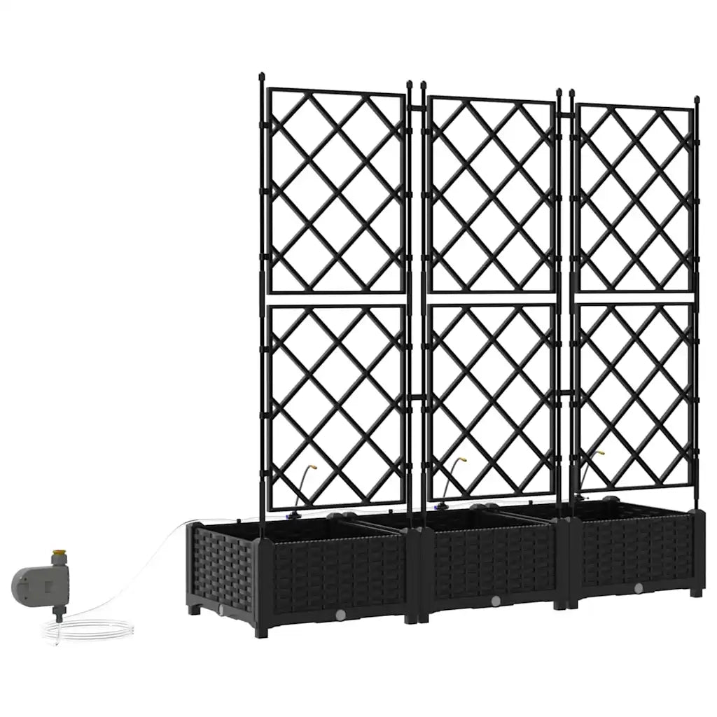 Vaso da giardino 3 pcs Nero Plastica 42002852