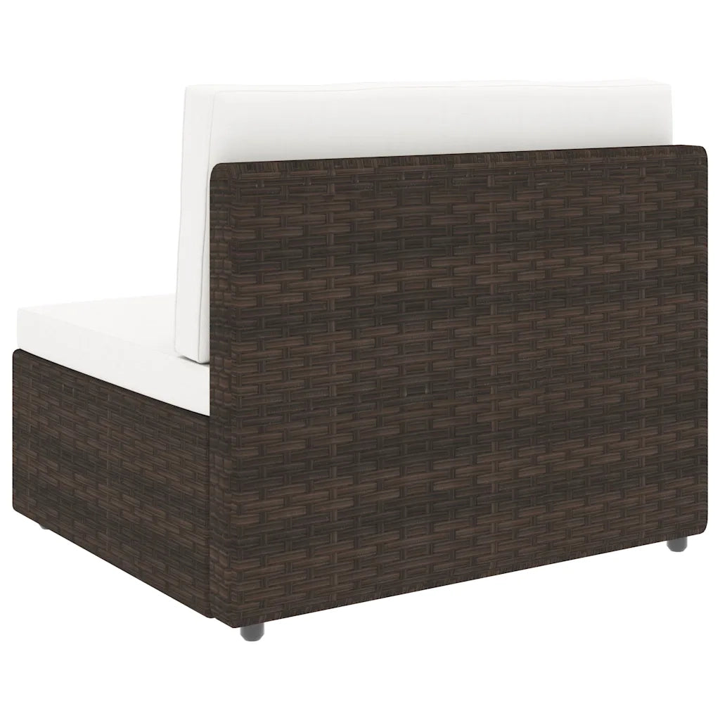 Divano Modulare a 3 Posti in Polyrattan Marrone 49516