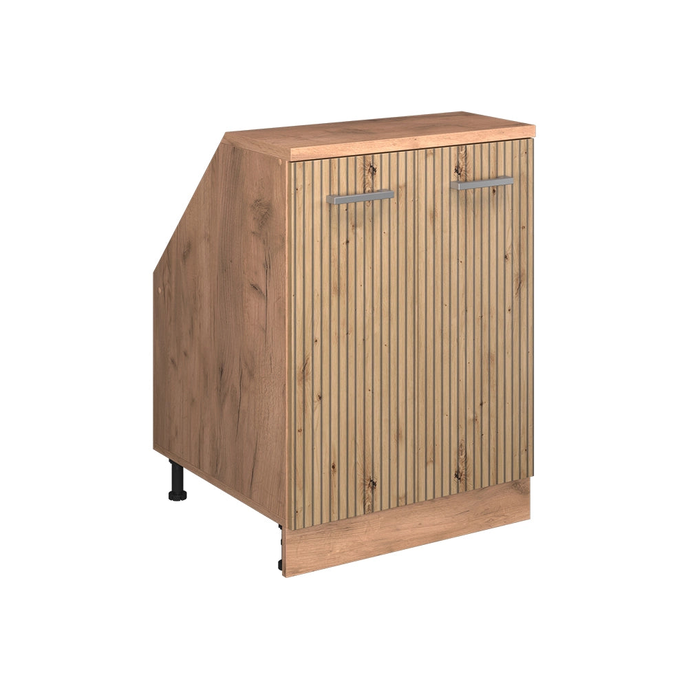 Mobile cucina sottotetto R-Line Rovere artigianale/Rovere dorato 60 cm con 2 porte, carcassa 60 cm profondità Vicco