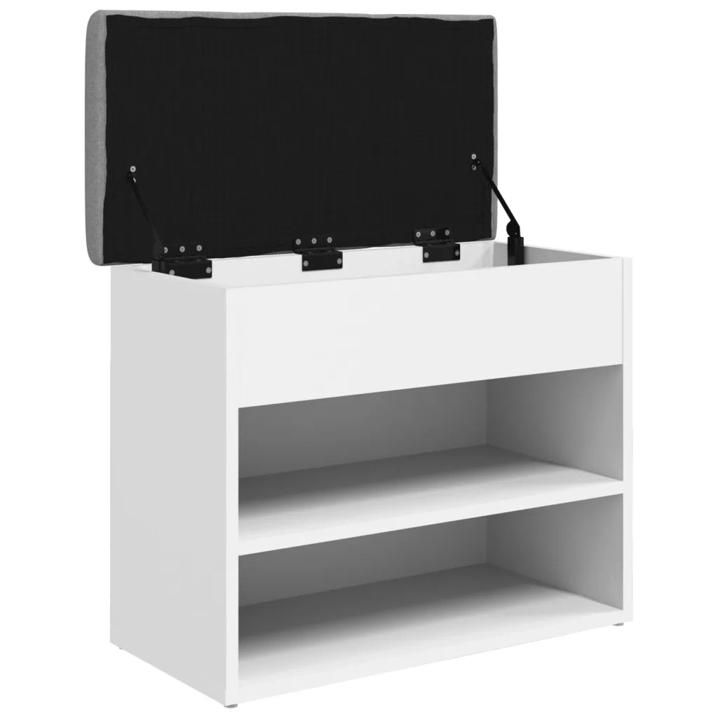 Panca-Sgabello Scarpiera Bianca 62x32x50 cm in Legno Massello di Argilla