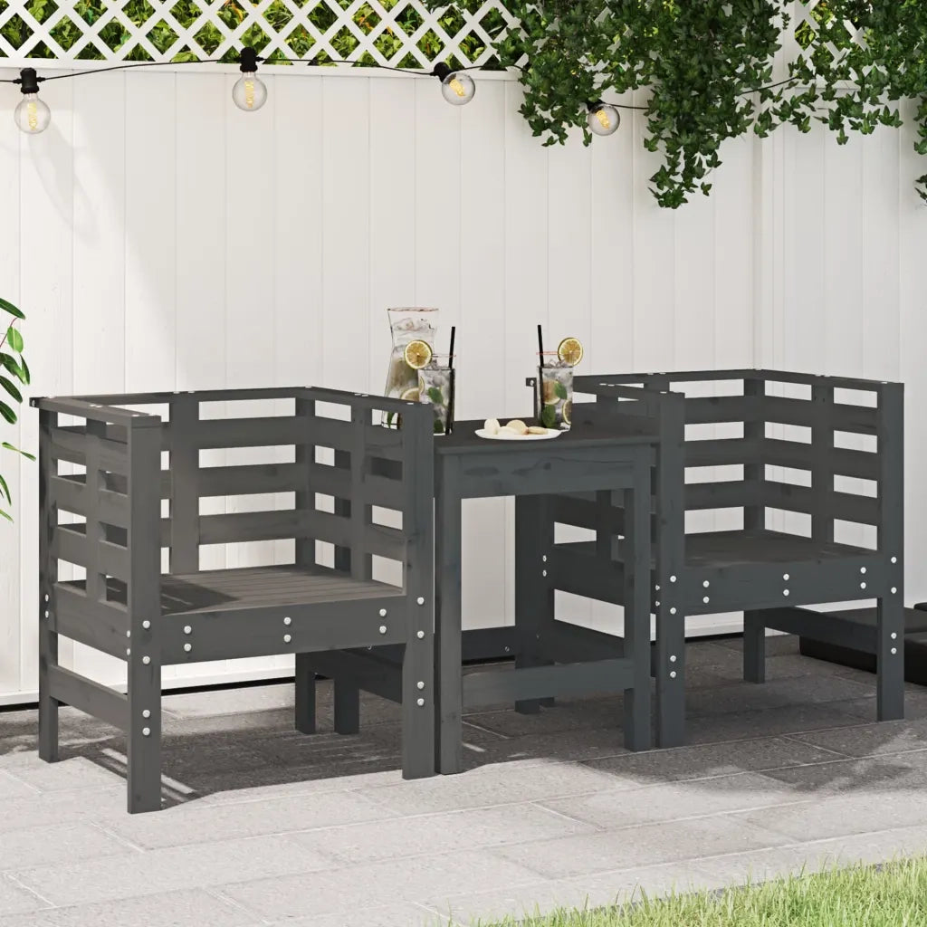 Sedie da Giardino 2pz Grigie 61,5x53x71cm Legno Massello Pino 825130