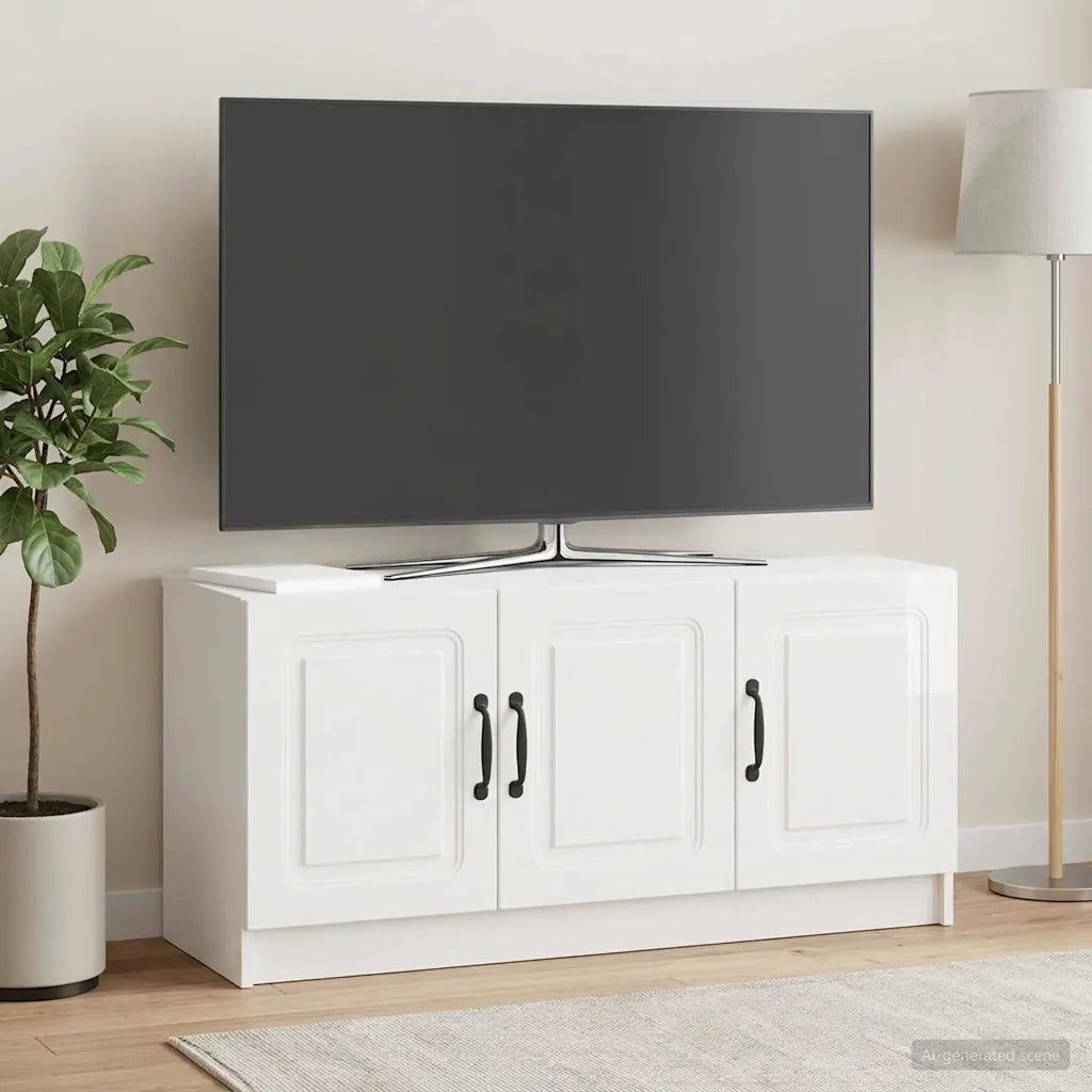 Mobile TV Bianco Lucido 99 x 34,5 x 47 cm Legno ingegnerizzato 895869