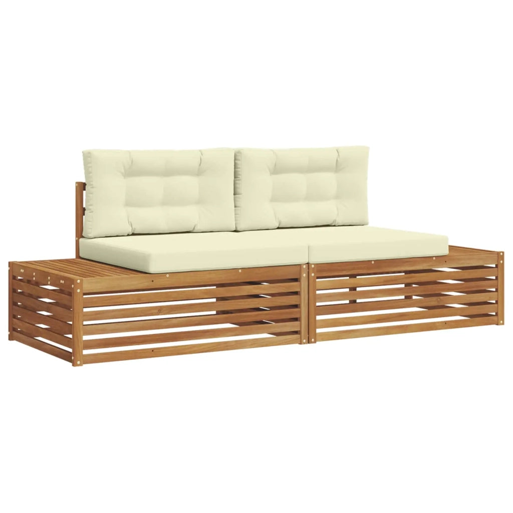 Set di divani da esterno-Sofa da giardino Naturale e Crema 203,5 x 83 x 73 cm