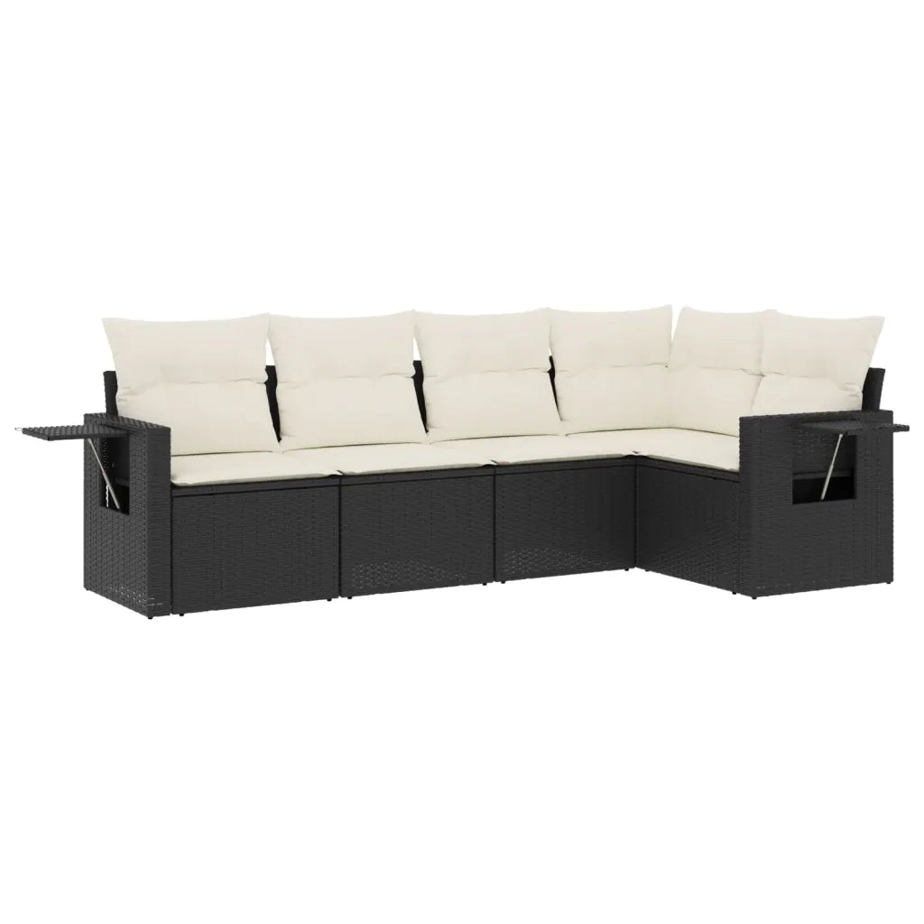 Set Divani da Giardino 5 pz con Cuscini in Polyrattan Nero 3252463