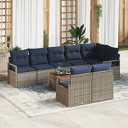 Set Divano da Giardino con cuscino 9 pcs Grigio polyrattan