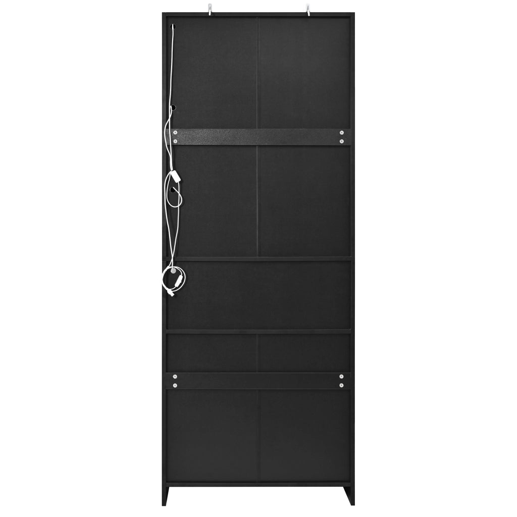 Armadio con LED, 2 ante superiori e 2 inferiori, 3 ripiani e 2 vani aperti, per ingresso e soggiorno 70 × 35 × 180 cm