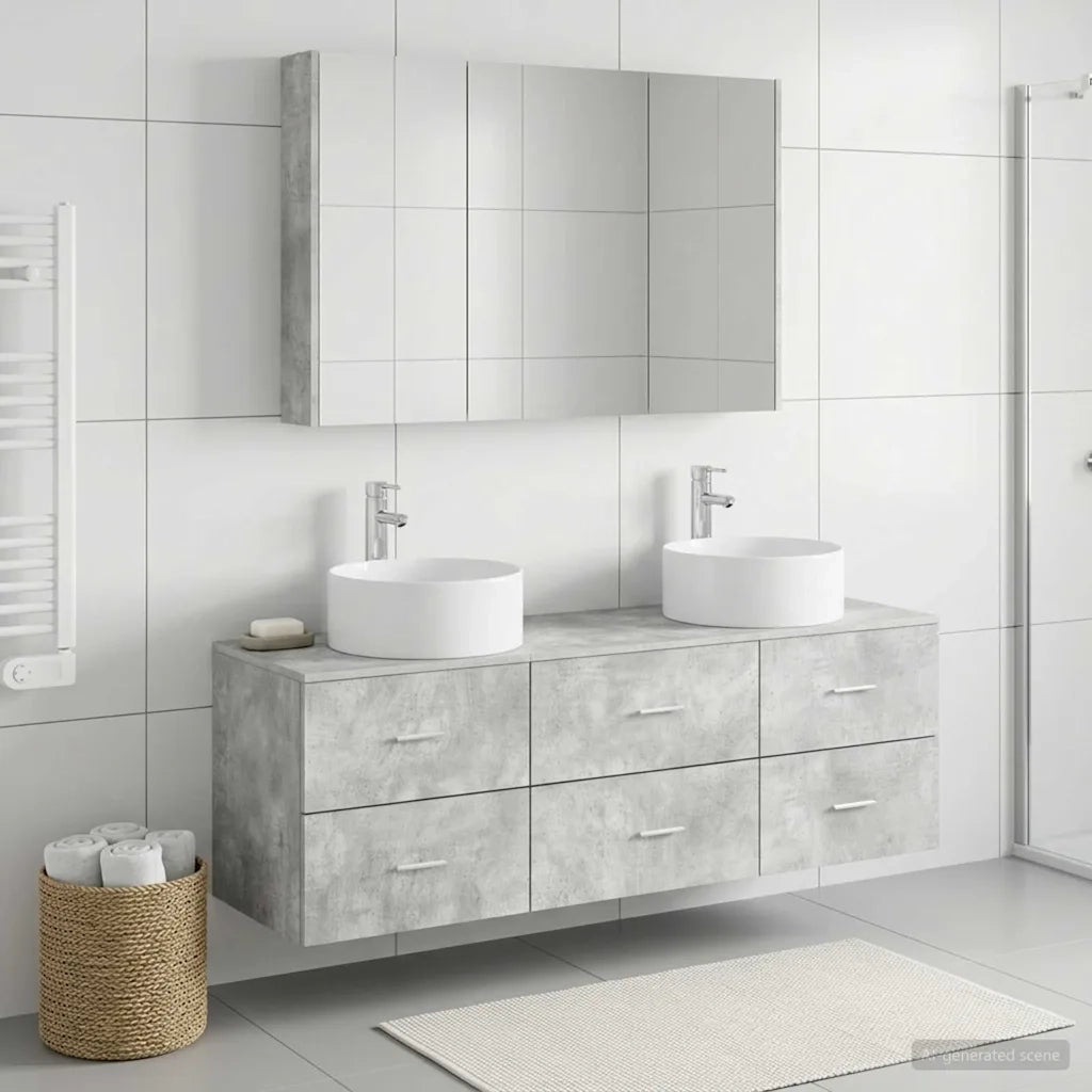 Set di mobili per il bagno 4 pcs Grigio Cemento 3407066