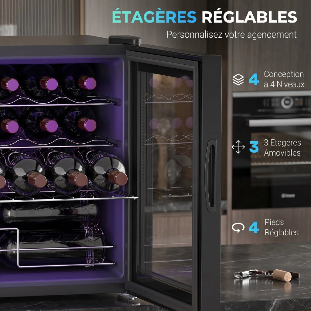 Cantinetta per vini 16 bottiglie ¨C Zephmum ¨C Nero, vetro, 42L